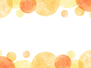 水玉模様の水彩フレーム オレンジ