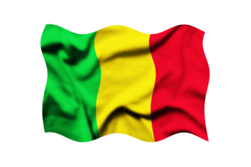 Waving the flag of MALI on a transparent background. 3d rendering. Clipping Path Included