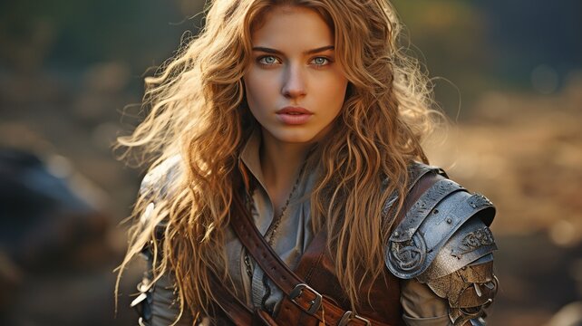 Fantasy Mediaeval Female Warrior Knight .