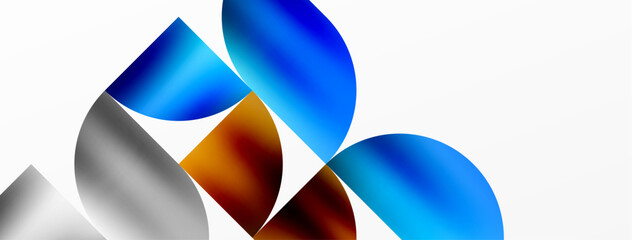 Minimalist geometric background featuring metallic round triangles, delivering sleek and modern visual aesthetic with emphasis on clean, metallic forms for wallpaper, banner, background, landing page