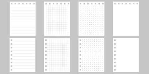 White paper pages of a tear off notebook. Vector illustration. EPS 10. S