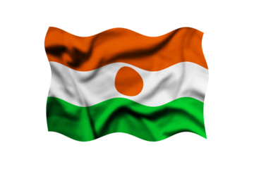 Waving the flag of NIGER on a transparent background. 3d rendering. Clipping Path Included