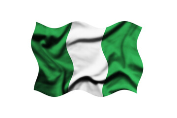 Waving the flag of NIGERIA on a transparent background. 3d rendering. Clipping Path Included