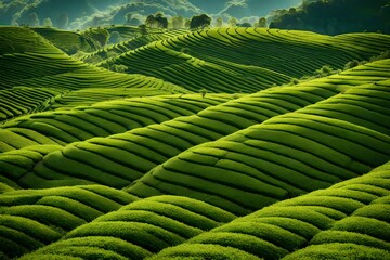 green tea plantation on the montains