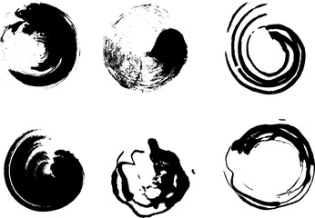 A set of shapes of circles frames. Vector background isolated on white background. Paint and ink strokes for your design. Freehand drawing. dirty strokes.