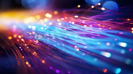 Internet connection with the optical fiber, Closeup optical fiber.