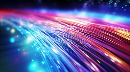 Internet connection with the optical fiber, Closeup optical fiber.