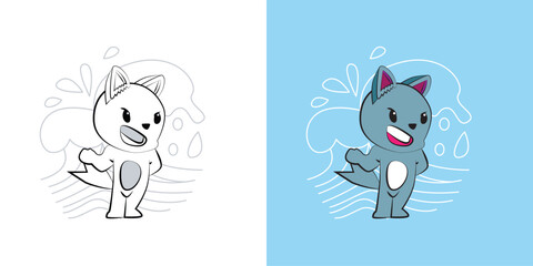 cute animal illustration for book drawing page