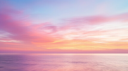 Naklejka na ściany i meble sunset over the sea, Blurred sunset sky and ocean on nature background
