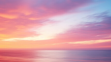Naklejka na ściany i meble sunset over the sea, Blurred sunset sky and ocean on nature background