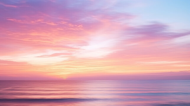 sunset over the sea, Blurred sunset sky and ocean on nature background © Planetz