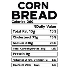 Corn Bread Nutrition Facts SVG