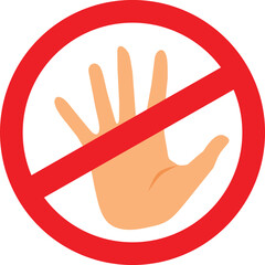 No Sign with Halt Palm Gesture Vector Icon Design. Stop alert attention warning mark for dangerous zone
