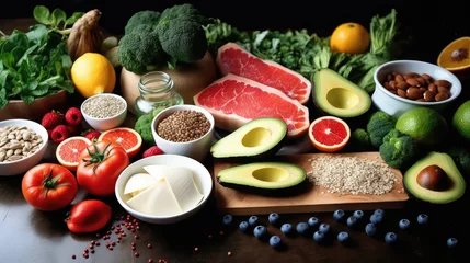 Foto op Canvas table nutrition healthy food nutritionists illustration diet fruits, vegetables protein, vitamins minerals table nutrition healthy food nutritionists © vectorwin