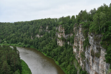 Fototapeta na wymiar High cliffs at the Ai river