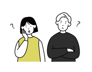 夫婦・カップルの考え事をしてるイラスト素材