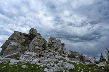 Storm clouds over Zyuratkul mountain ridge