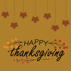 Happy thanksgiving day. Vector banner, greeting card with text Happy thanksgiving day