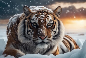 siberian tiger in snow