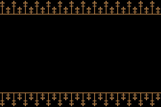 Ornate of vintage style pattern. Design royal of vertical stripes gold on black background. Design print for textile, trellis, railling, architecture, interior, fence, textile, wallpaper. Set 206