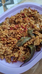 Fried spicy tempeh or orek tempe