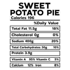 Sweet Potato Pie Nutrition Facts SVG