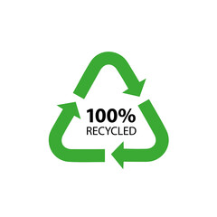 100 recycled arrows sign illustration isolated