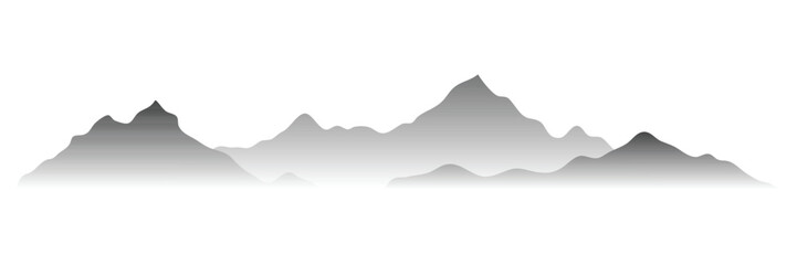 Black and white mountain landscape, minimalism, panoramic view	
