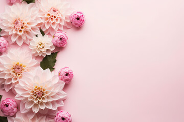 Fototapeta na wymiar pink blossom, Beautiful Dahlia flowers on pink background