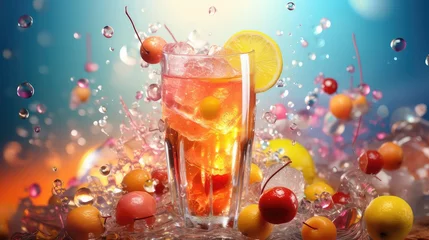 Foto op Plexiglas fizz bubble soda drink tropical illustration freshness juice, bar liquid, fresh cocktail fizz bubble soda drink tropical © vectorwin
