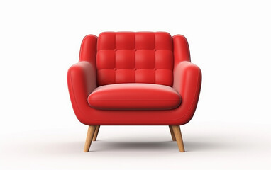 Red leather armchair isolated on white. Vintage red chair on a white background