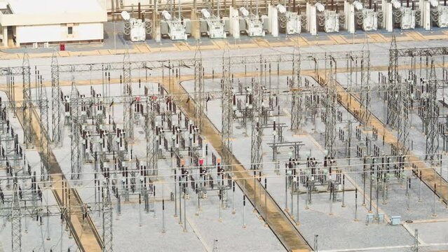 A high voltage power station is a critical infrastructure facility that generates and distributes electricity at elevated voltage levels, ensuring reliable and efficient energy supply. Drone.
