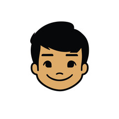 head Icon of cute boy face. Flat outline style.