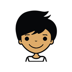 Fototapeta premium head Icon of cute boy face. Flat outline style.