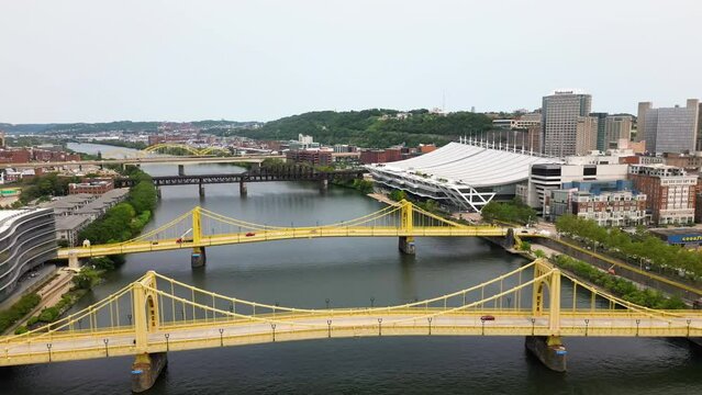 Aerial View Pittsburgh Downtown DRONE 4K