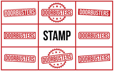 Door busters rubber stamp vector illustration on white background.