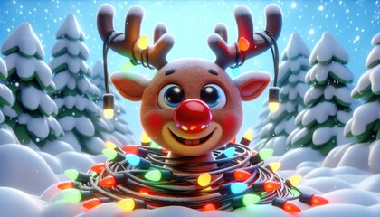 Santa Claus, reindeer christmas illustration animal,bear,hedgehog,rabbit,snow,winter,