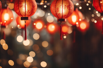 Lanterns hanging on the tree in Chinese New Year festival