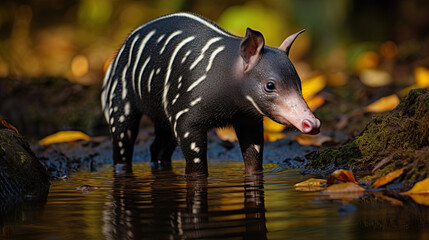 Fototapeta premium Wild tapir in water