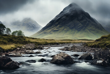 mountains in Scottish landscape style. Ai generated images