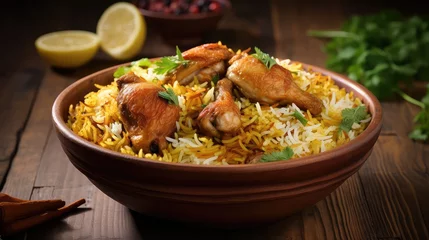 Fotobehang lunch biryani indian food classic illustration traditional chicken, asian pakistani, spices restaurant lunch biryani indian food classic © vectorwin