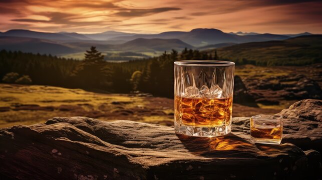 malt scotch whiskey drink highland illustration distillery whisky, alcohol beverage, aged smoky malt scotch whiskey drink highland