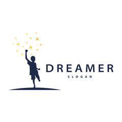 Dream Logo, Kids Dream Inspiration Design, Fun Learning Star Reach Vector, Kids Dream Logo Template