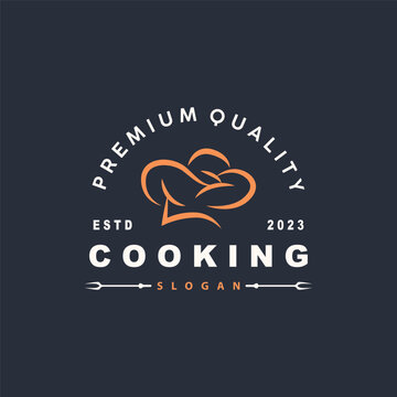 Chef Logo Design Cooking Inspiration And Chef Hat With Simple Lines For Restaurant Business Brands