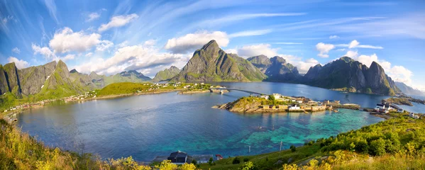 Foto auf Acrylglas Reinefjorden Lofoten summer landscape
