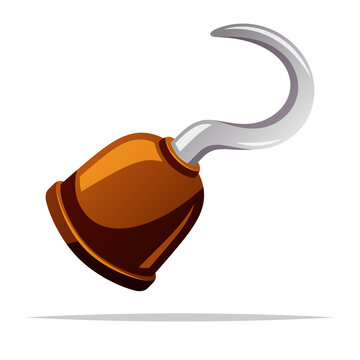 Pirate hook prosthetic hand vector isolated illustration