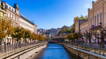 Autumn view of old town of Karlovy Vary (Carlsbad), Czech Republic, Europe