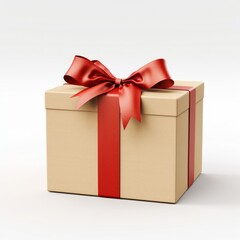 golden gift box with red ribbon