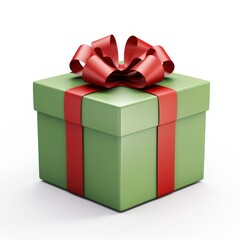 green gift box with red ribbon