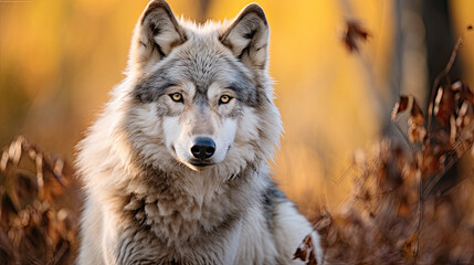 Gray wolf in Autumn